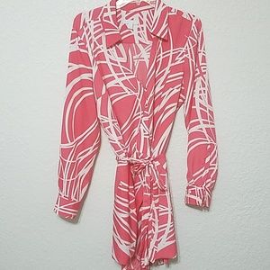 New York & Co. romper in hot pink & white, sz. 14.